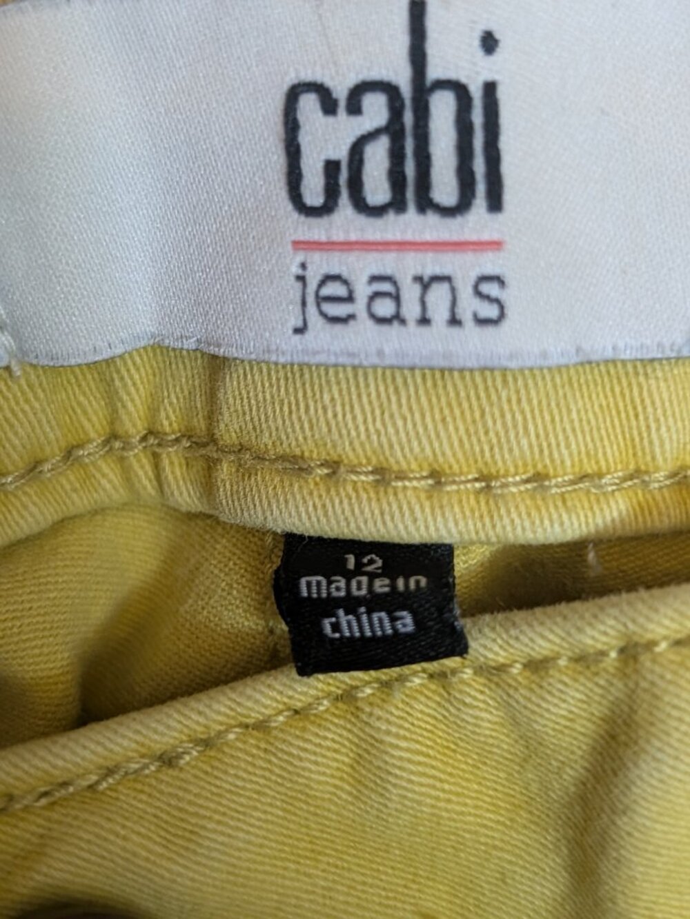 Cabi Jeans Skinny Leg Denim Pants Women's Size 12 Citron Chartreuse Yellow - Picture 3 of 9